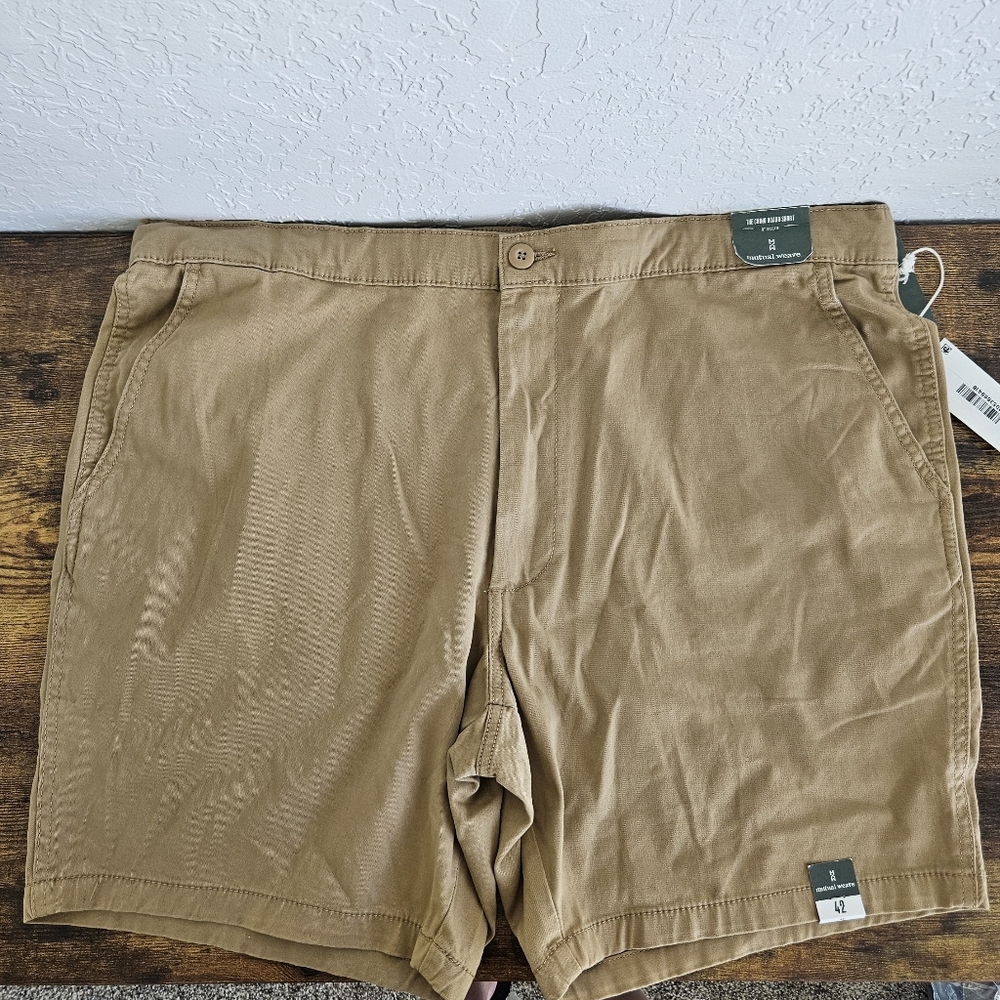 Lot of 2 Mens Shorts Sz 42 Chino Board Short Khaki Brown Mutual Weave NWT casual - Picture 3 of 16